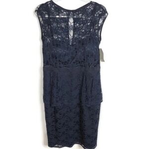 Eliza J. Peplum lace dress size 12 Navy Blue NWT
